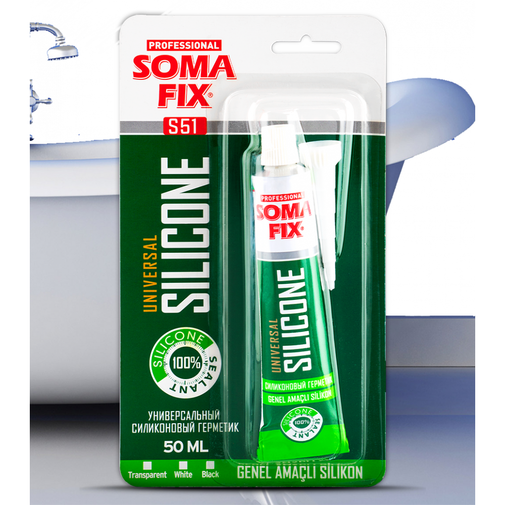 Силиконовый герметик SOMA FIX универсальный в тюбиках 50 мл., белый S51